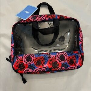 NWT Floral Makeup Travel Organizer w/Travel Bottles